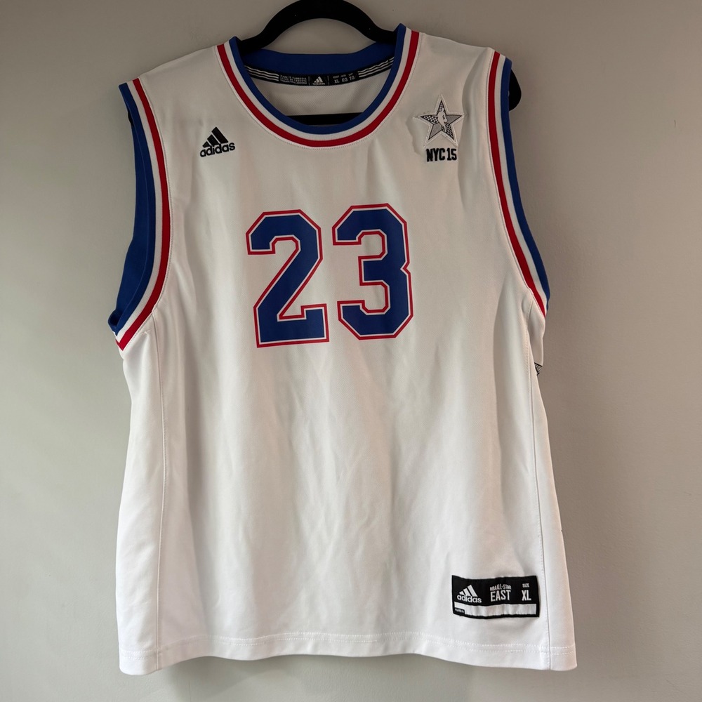 Adidas LeBron James 2015 NBA All-Star Jersey Mens XL White NYC15 Excellent #23